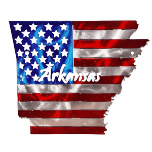 50 State Silhouette Metal American Flag