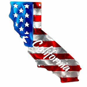 50 State Silhouette Metal American Flag