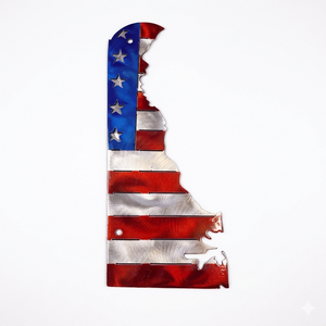 50 State Silhouette Metal American Flag