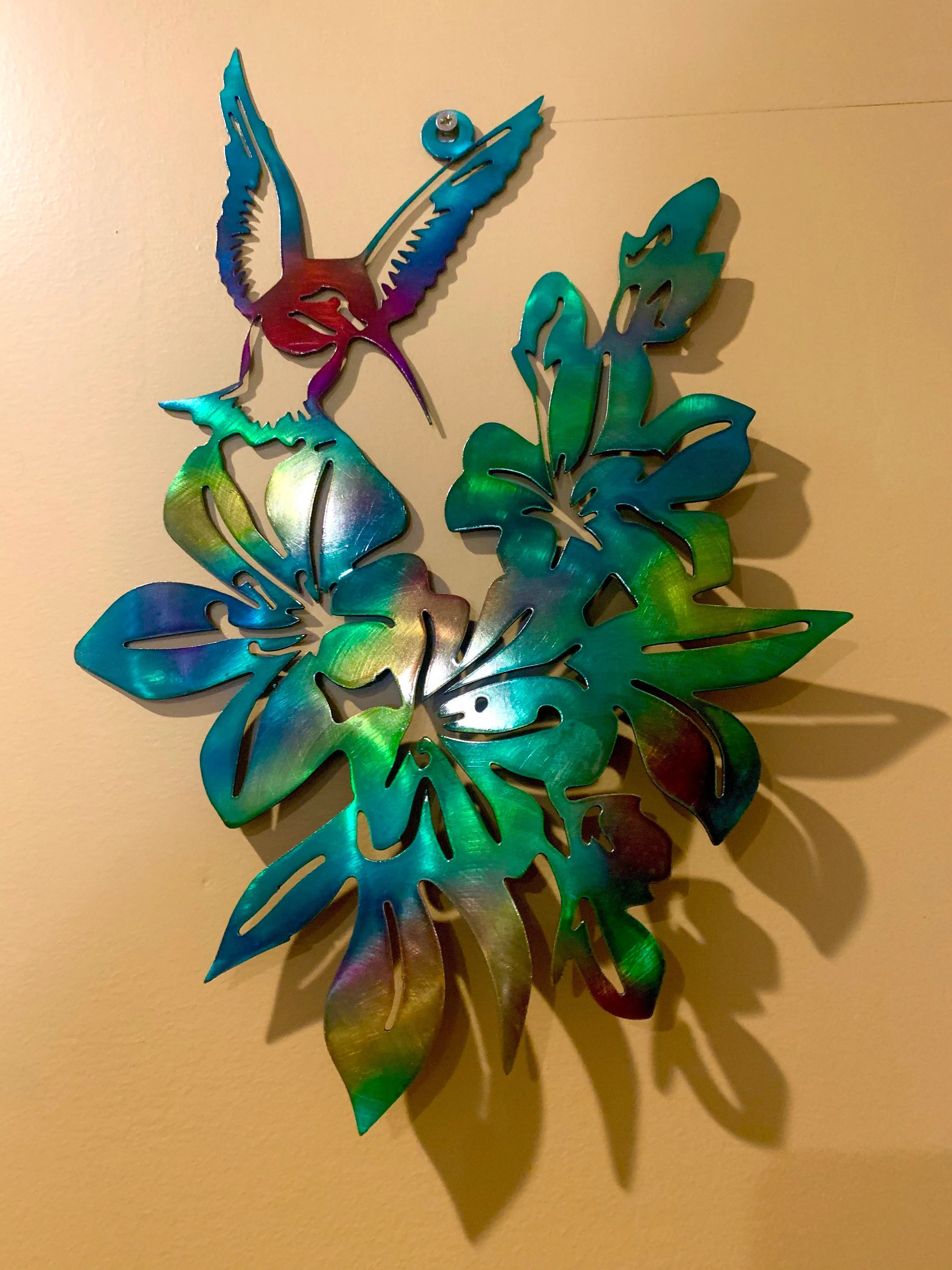 Hummingbird Garden Art Sign