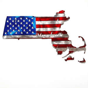 50 State Silhouette Metal American Flag