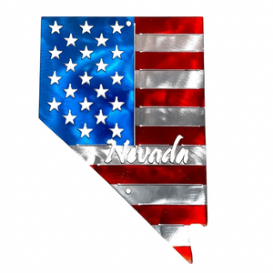 50 State Silhouette Metal American Flag