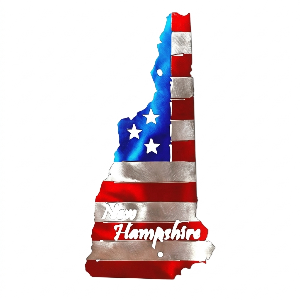 50 State Silhouette Metal American Flag