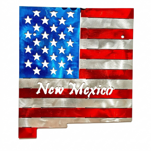 50 State Silhouette Metal American Flag