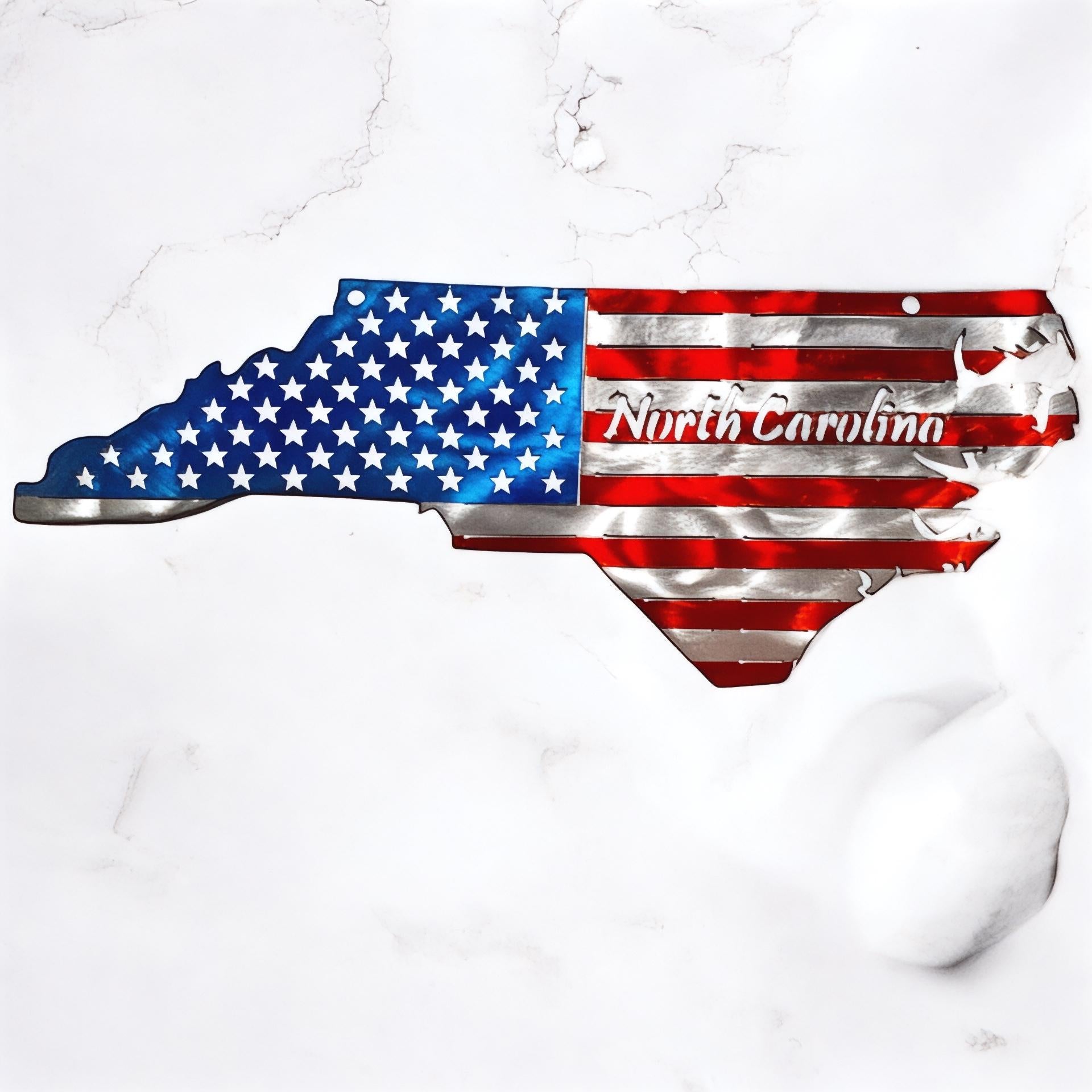 50 State Silhouette Metal American Flag