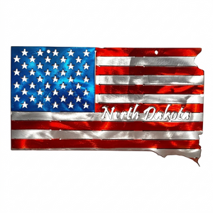 50 State Silhouette Metal American Flag