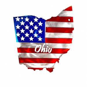 50 State Silhouette Metal American Flag