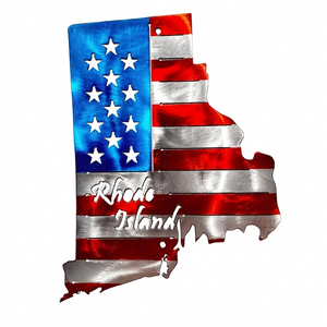50 State Silhouette Metal American Flag