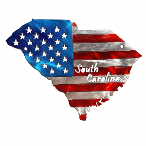 50 State Silhouette Metal American Flag