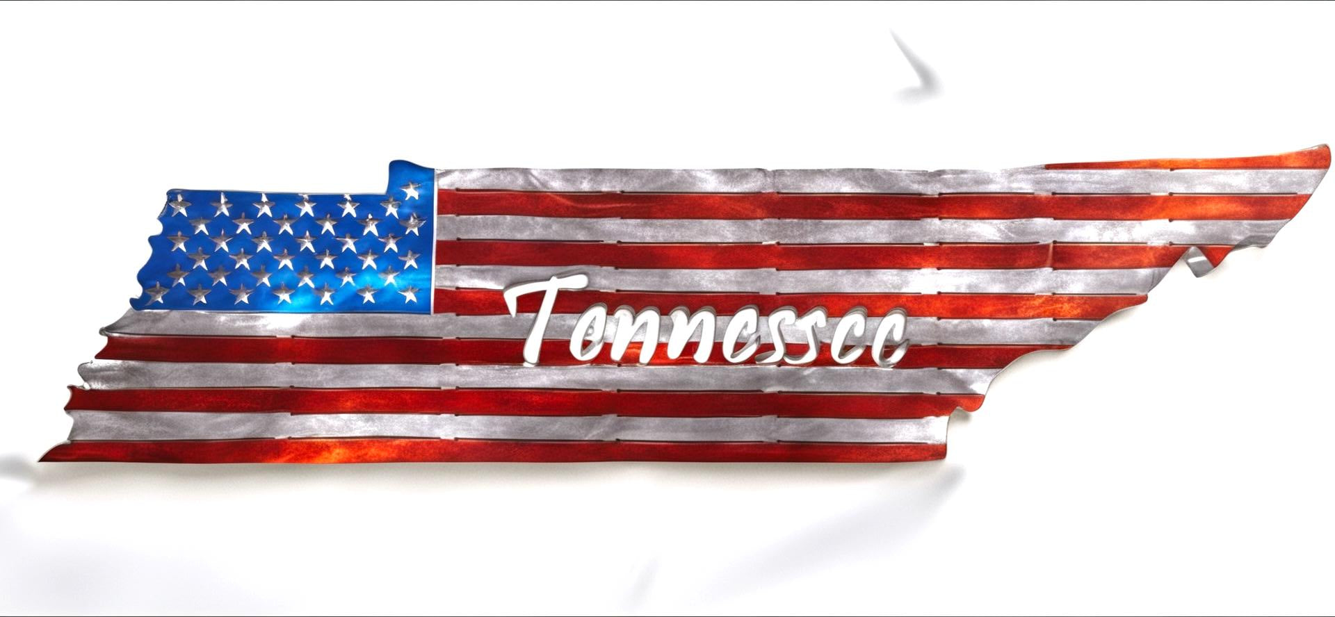 50 State Silhouette Metal American Flag