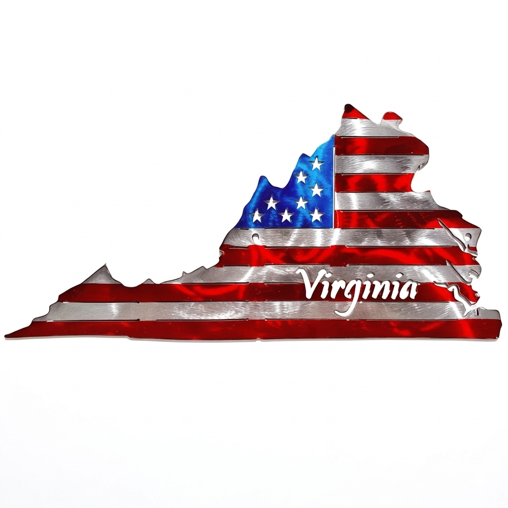 50 State Silhouette Metal American Flag