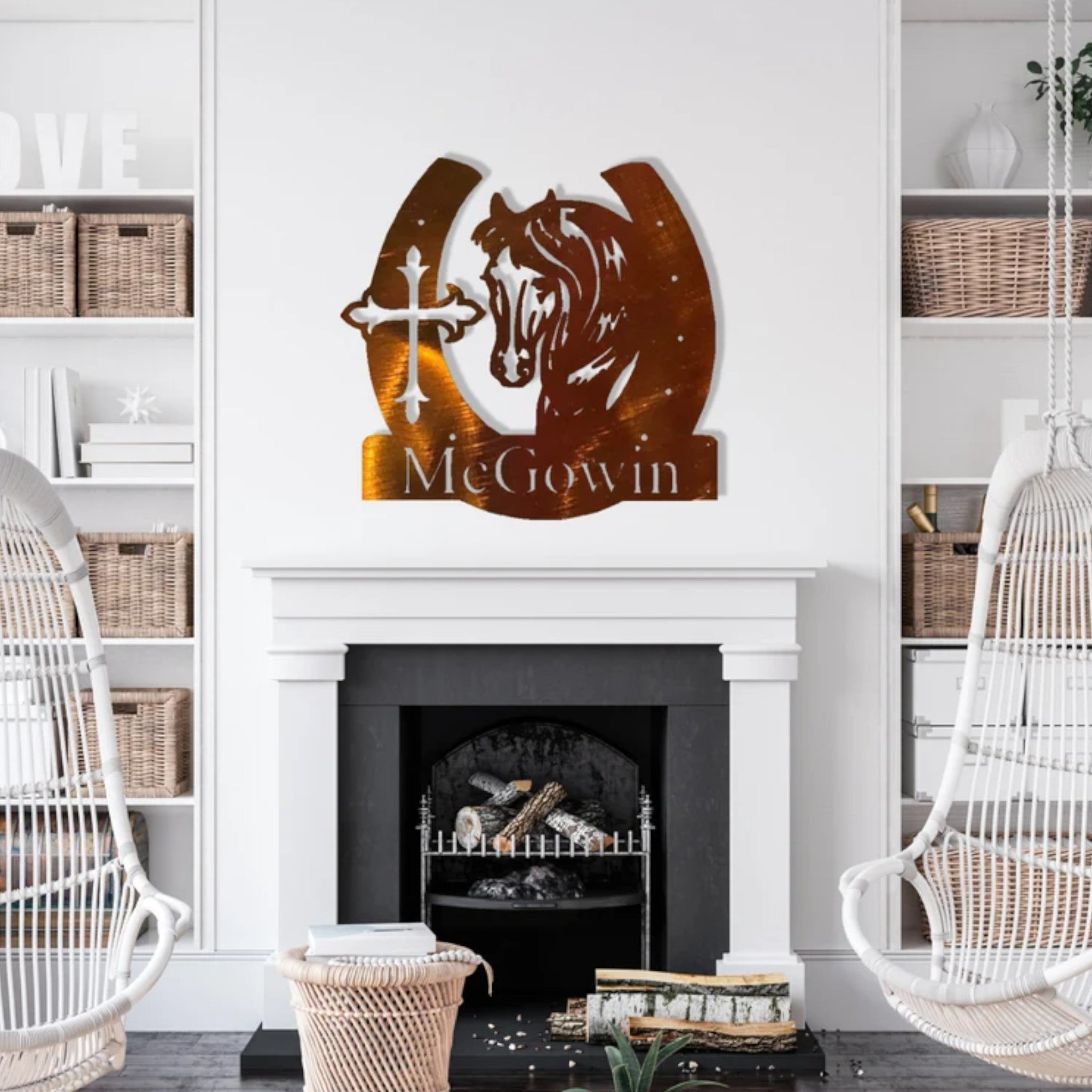 Custom Name Horse & Cross