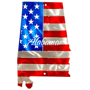 50 State Silhouette Metal American Flag