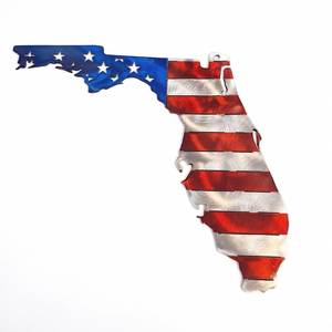 50 State Silhouette Metal American Flag