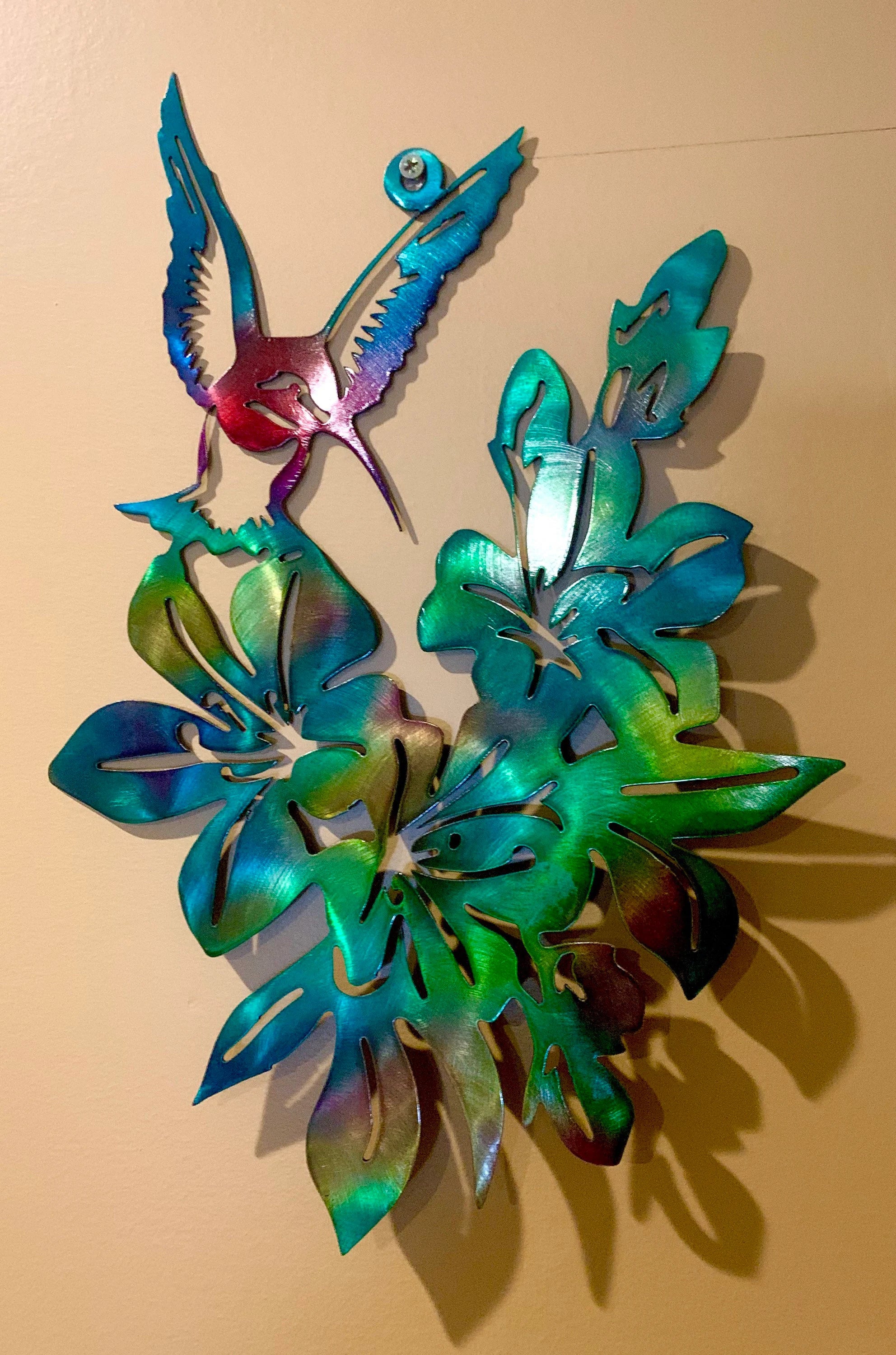 Hummingbird Garden Art Sign