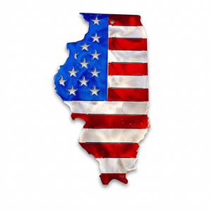 50 State Silhouette Metal American Flag