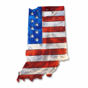 50 State Silhouette Metal American Flag