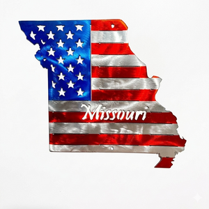 50 State Silhouette Metal American Flag