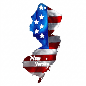 50 State Silhouette Metal American Flag