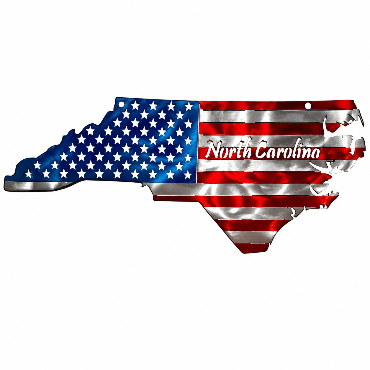 50 State Silhouette Metal American Flag