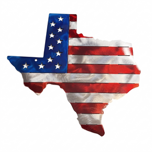 50 State Silhouette Metal American Flag