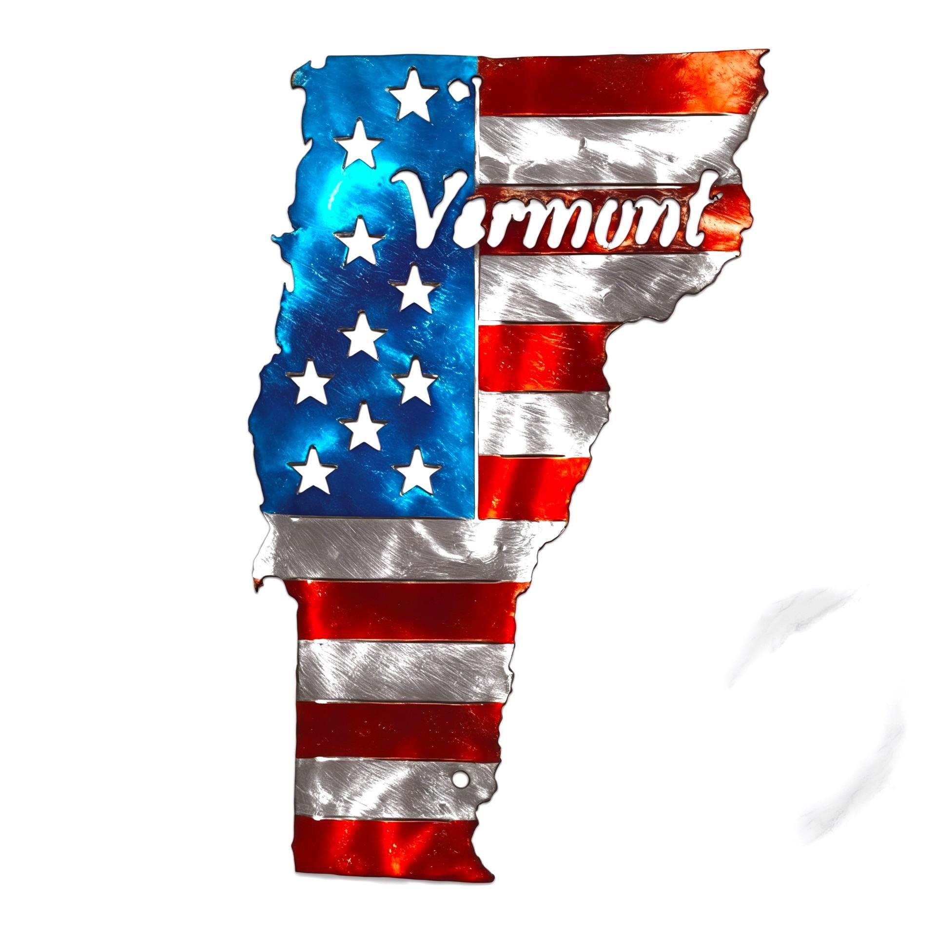 50 State Silhouette Metal American Flag