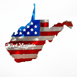 50 State Silhouette Metal American Flag