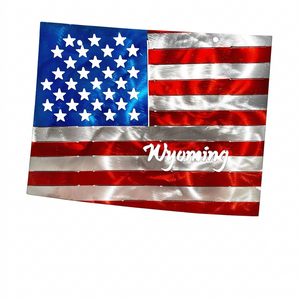 50 State Silhouette Metal American Flag