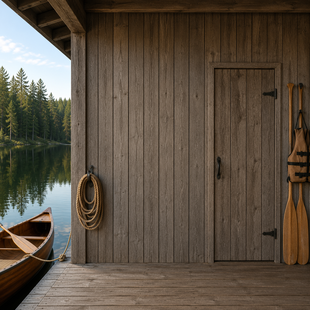 Lake dock scene