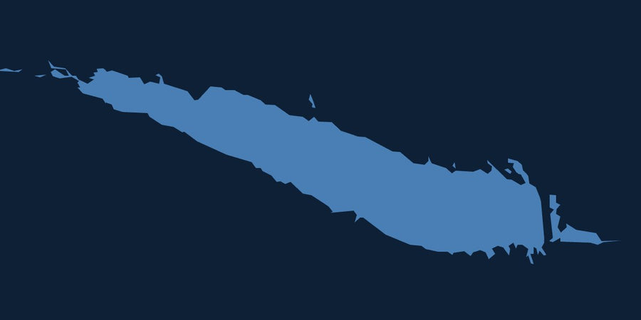 The shoreline of Lake McConaughy on the map