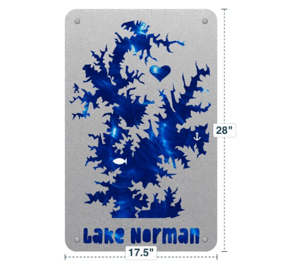 A finished custom aluminum lake sign